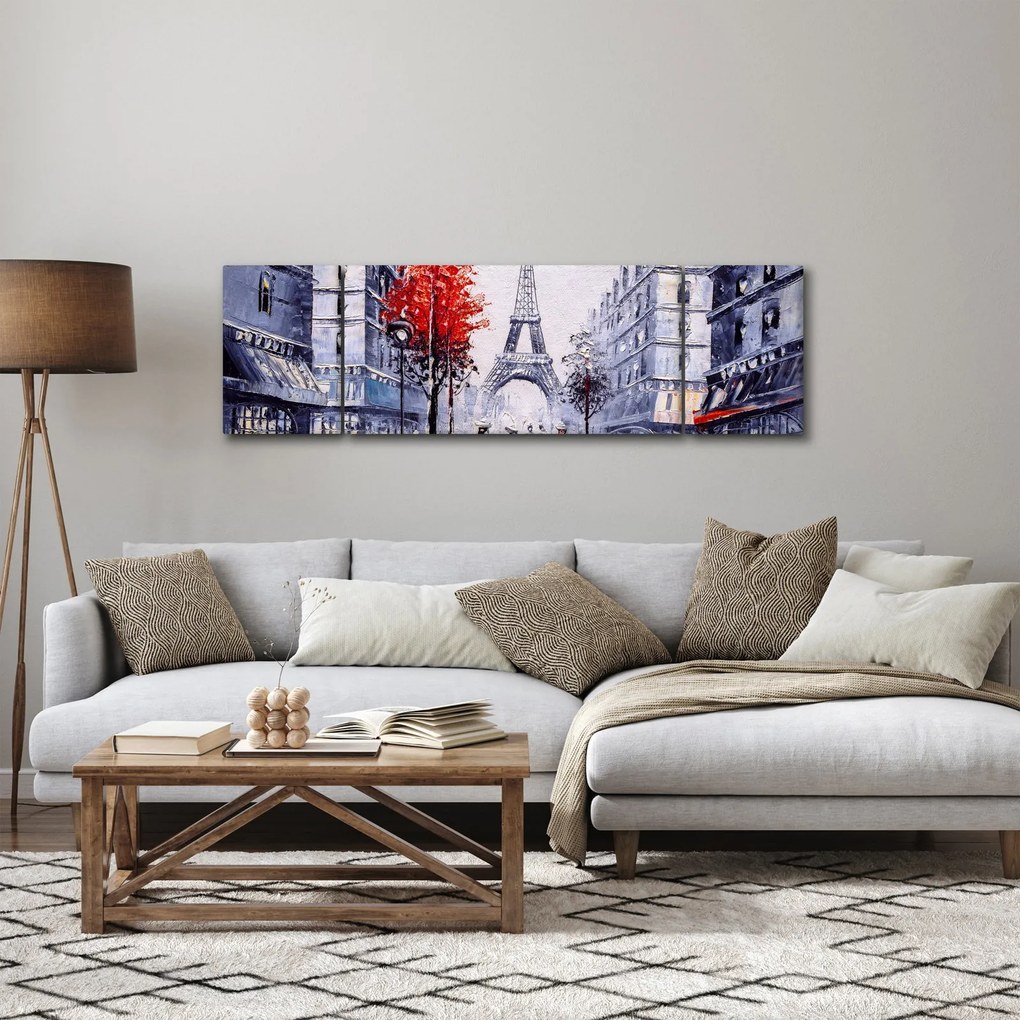 Obraz ulicy w Paryżu, obraz olejny (170x50 cm)