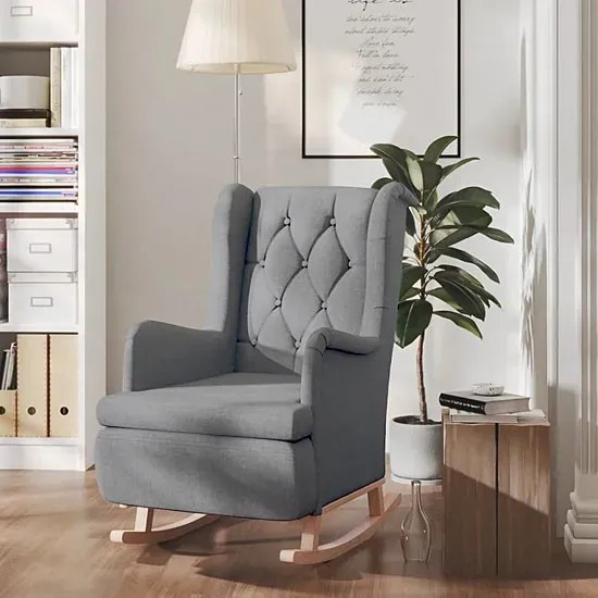 Jasnoszary pikowany fotel bujany F7-W30