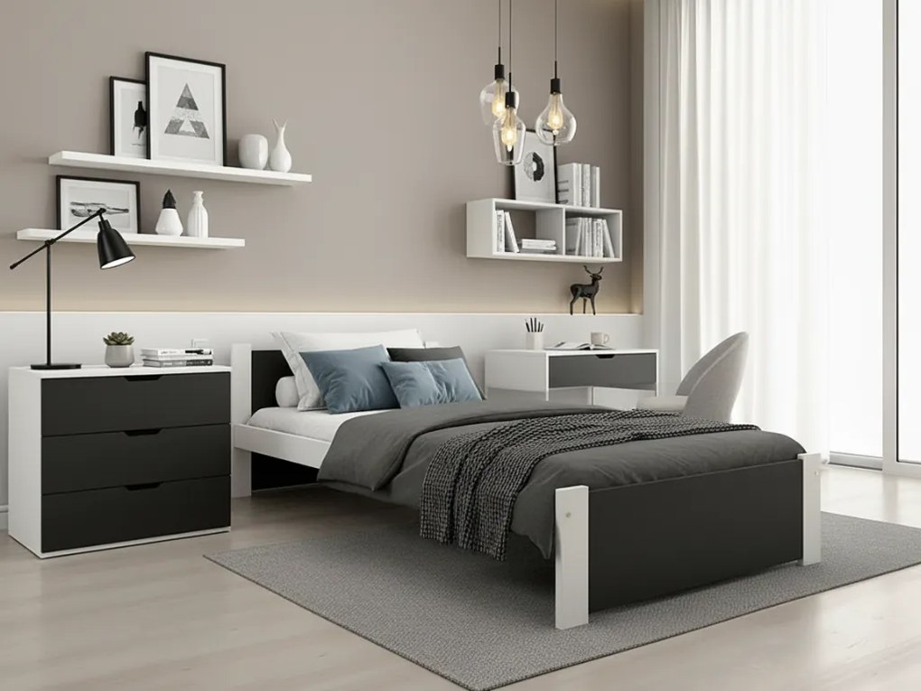 Łóżko IKAROS 90 x 200 cm, antracyt/biały Stelaż: Bez stelaża, Materac: Materac Sommera