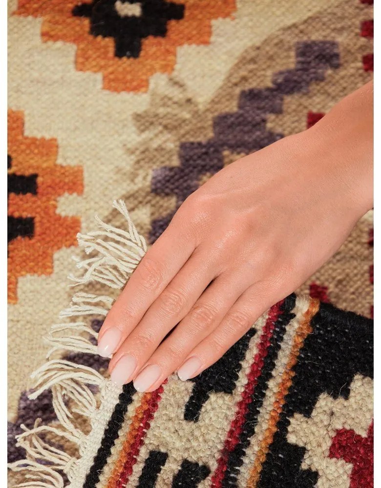 Czerwony wełniany chodnik dwustronny tkany ręcznie 60x190 cm Kamal Kian – Nouristan