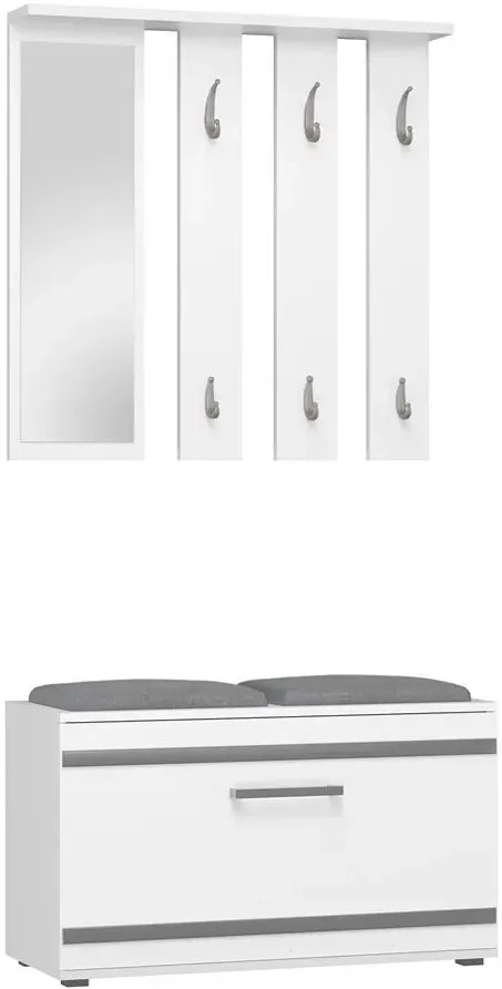 Biała garderoba z szafką na buty i siedziskiem K8-D46