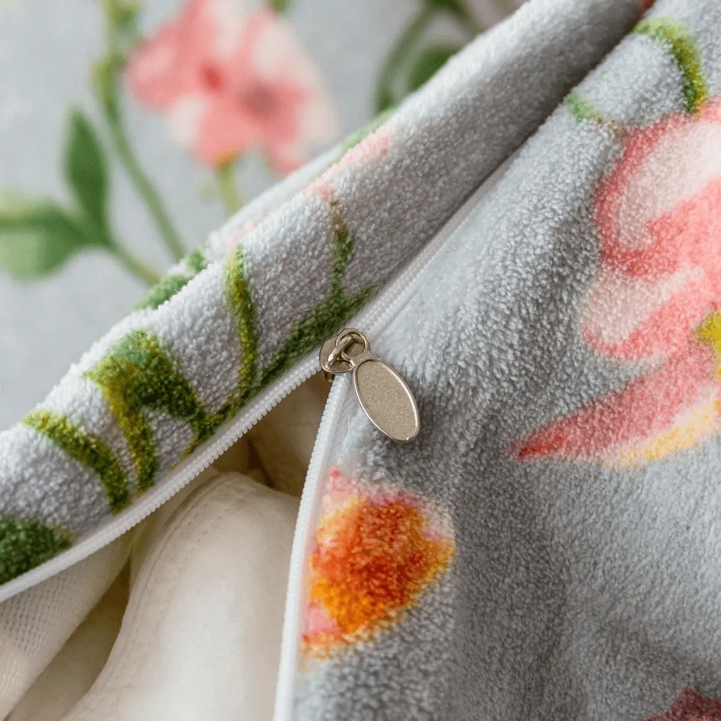 PrzytulneMieszkanie.pl PrzytulneMieszkanie.pl Pościel z mikropluszu PINK BUTTERFLY szara Rozmiar pościeli: 70 x 80 cm | 140 x 200 cm