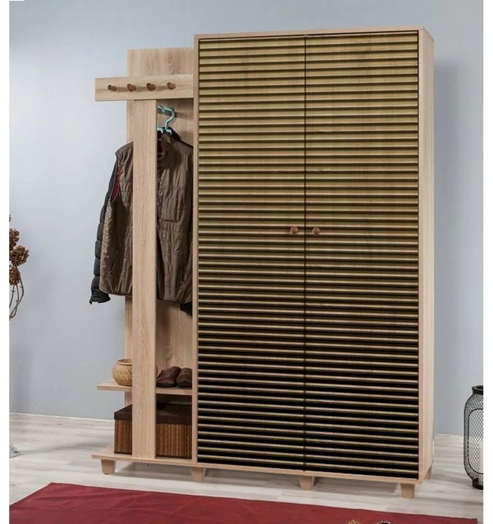 Wieszak z szafą Garmanto Sonoma Oak Double
