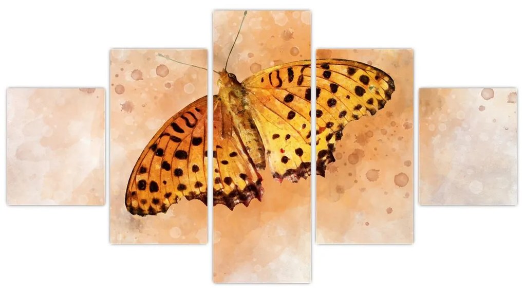 Obraz - Pomarańczowy motyl, akwarela (125x70 cm)