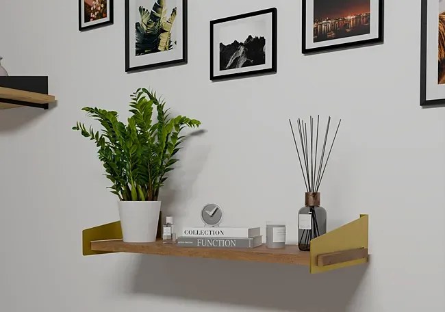Wisząca półka glamour złoty + dąb lancelot - Mizu 5X