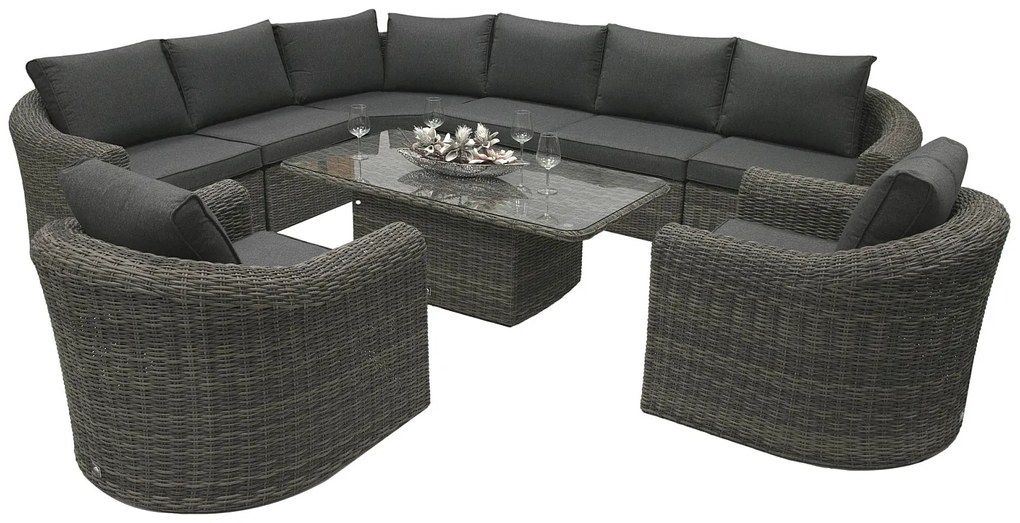Rattanowy zestaw modułowy BORNEO LUXURY dla 8 osób (szary)