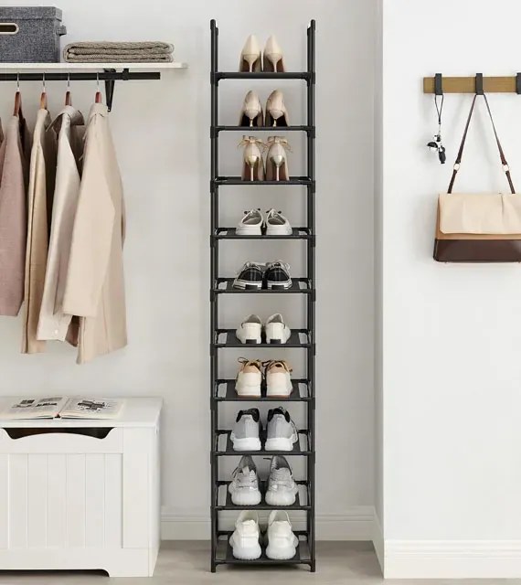 Wąski Regał Czarny Na Buty W Stylu Minimalistycznym M8-L51