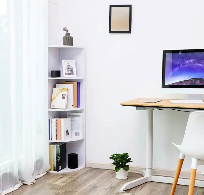 Regał Narożny Biały Skandynawski \ D3-E37