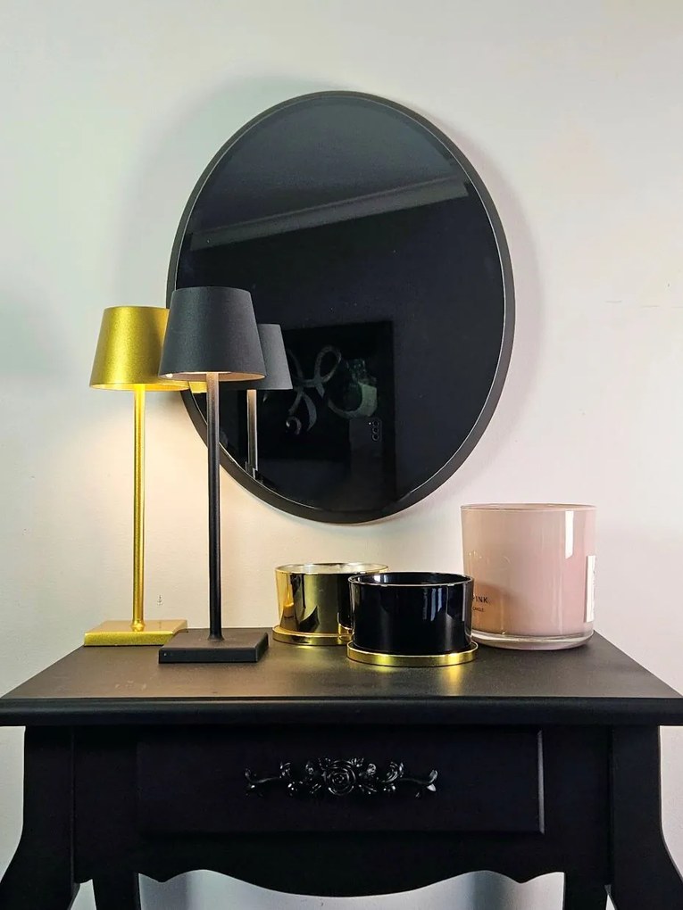 Lustro w czarnej, owalnej ramie 43x53cm