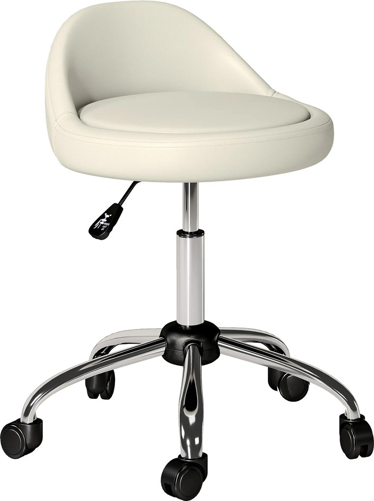 HOMCOM Hoker roboczy, obrotowy hoker, regulowane siedzisko, 50 cm x 50 cm x 83 cm, Biały