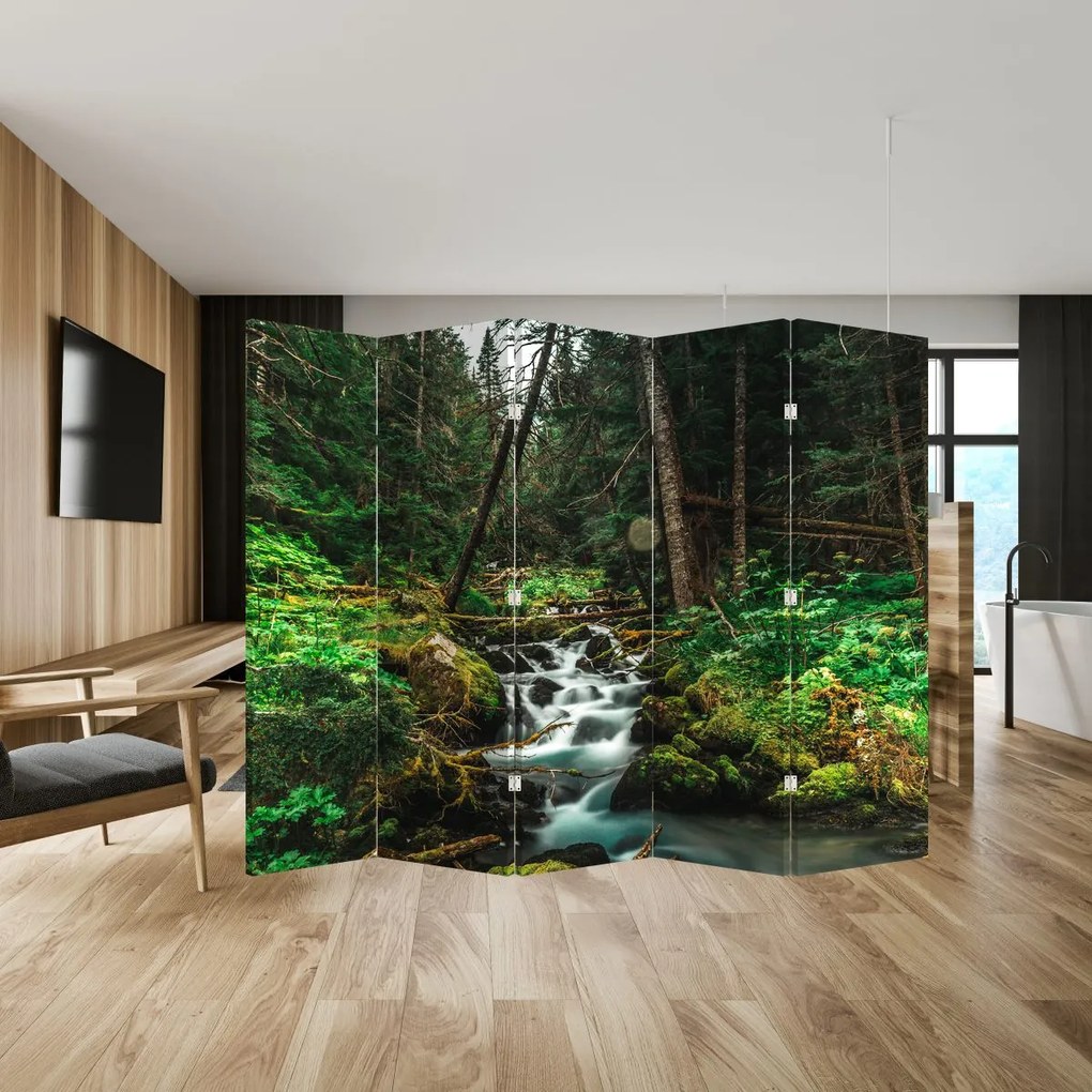 Parawan - Strumień w lesie (210x170 cm)