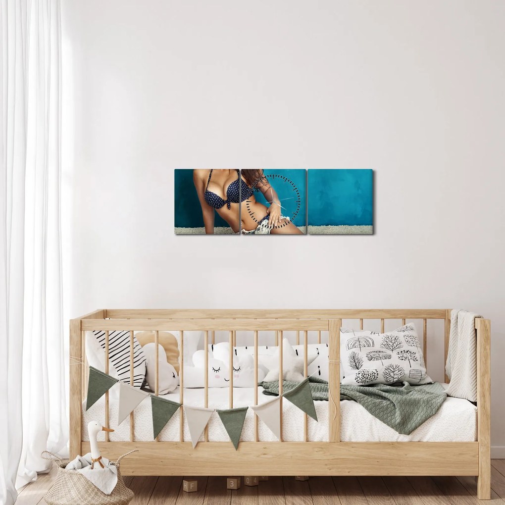 Obraz - Pozowanie kobiet (z zegarem) (90x30 cm)