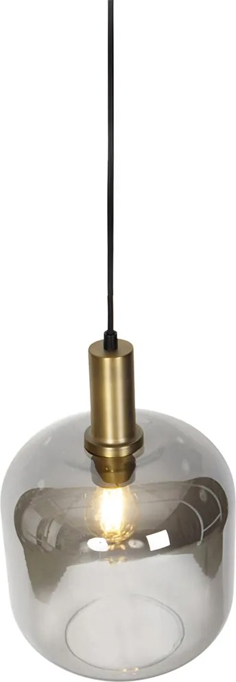 Designerska lampa wisząca czarna i złota z przydymionym szkłem - Zuzanna