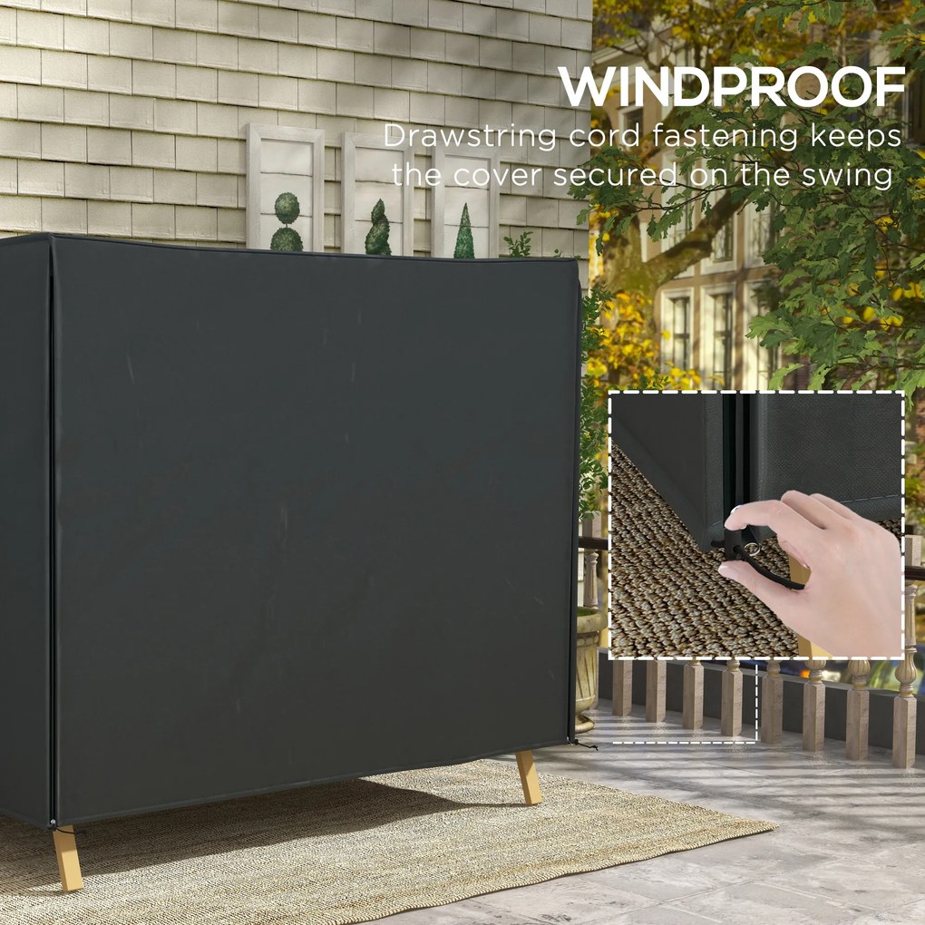Outsunny Wodoodporny Pokrowiec na Huśtawkę Ogrodową z Poliestru, 220x125x172cm, Czarny, Ochrona przed Deszczem | Aosom PL
