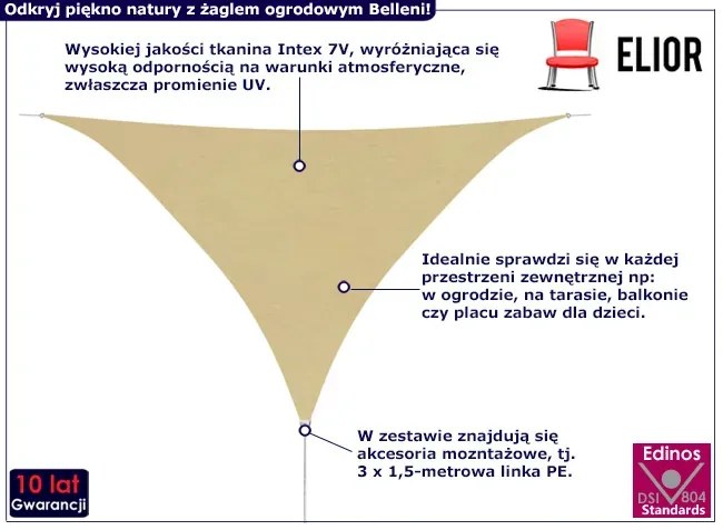 Beżowy żagiel przeciwsłoneczny - Norea