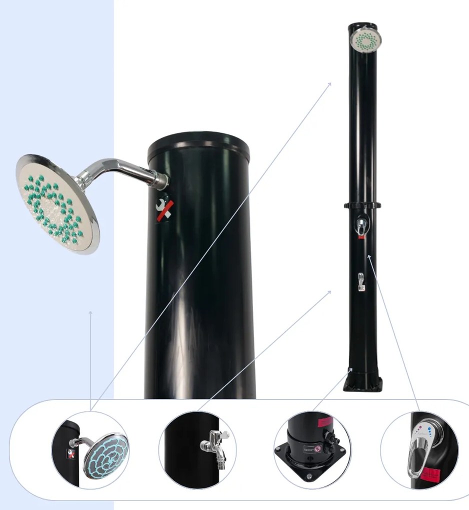 Prysznic solarny KARIBIK, 35l, czarna Jurhan