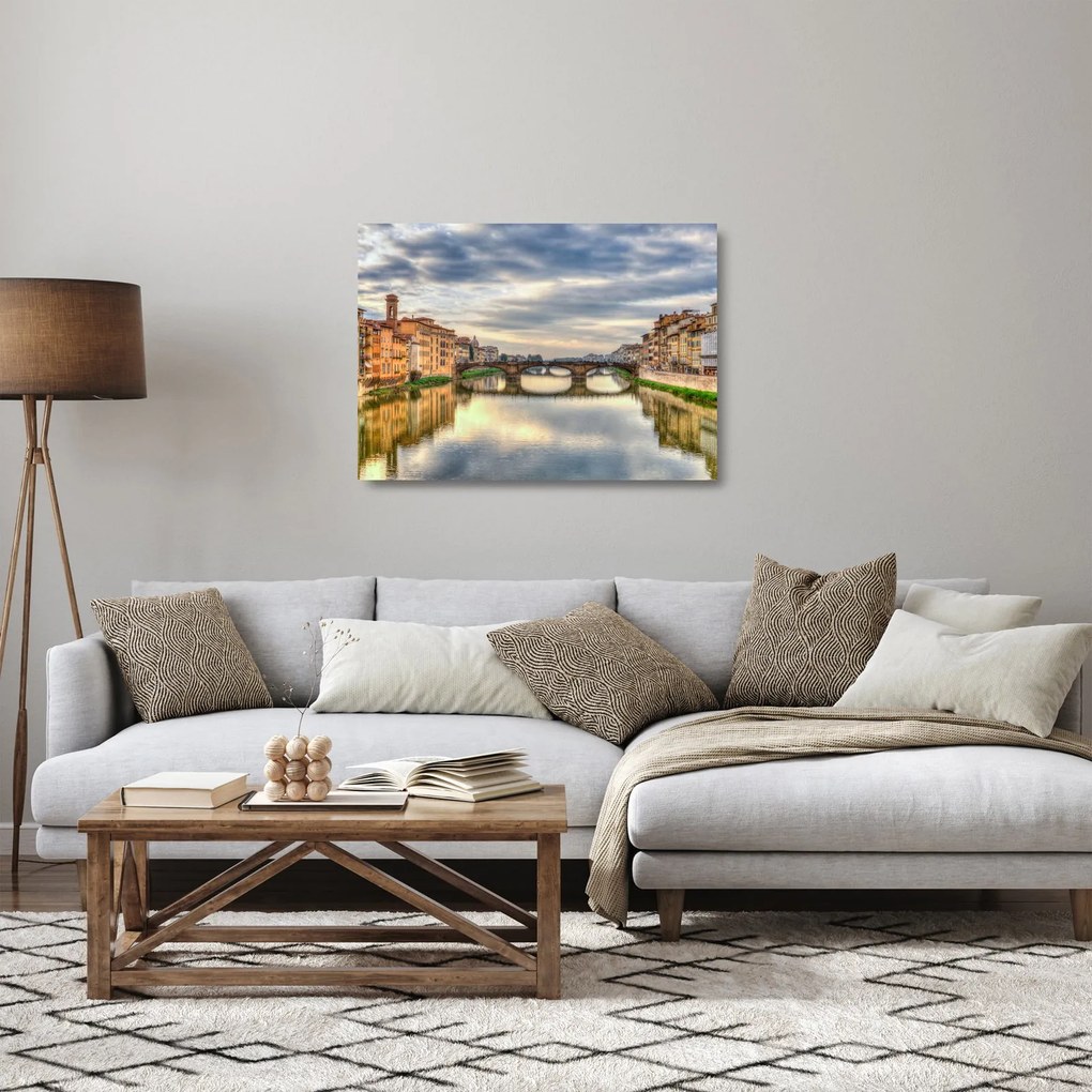 Obraz na szkle - miasto z rzeką (70x50 cm)