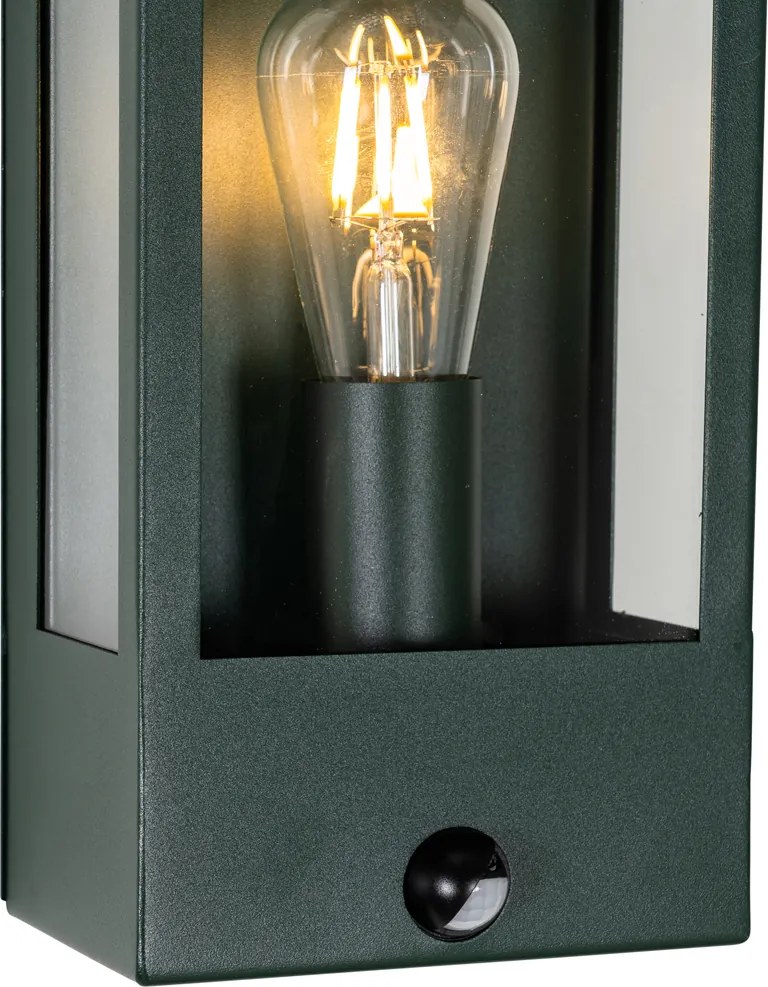Lampa ścienna zewnętrzna ciemnozielona z czujnikiem ruchu IP44 - Rotterdam