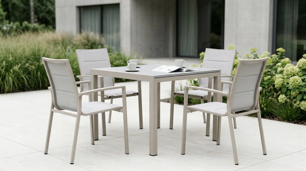 Krzesło ogrodowe aluminiowe beżowe 56x65x88 komfortowe wytrzymałe tarasowe