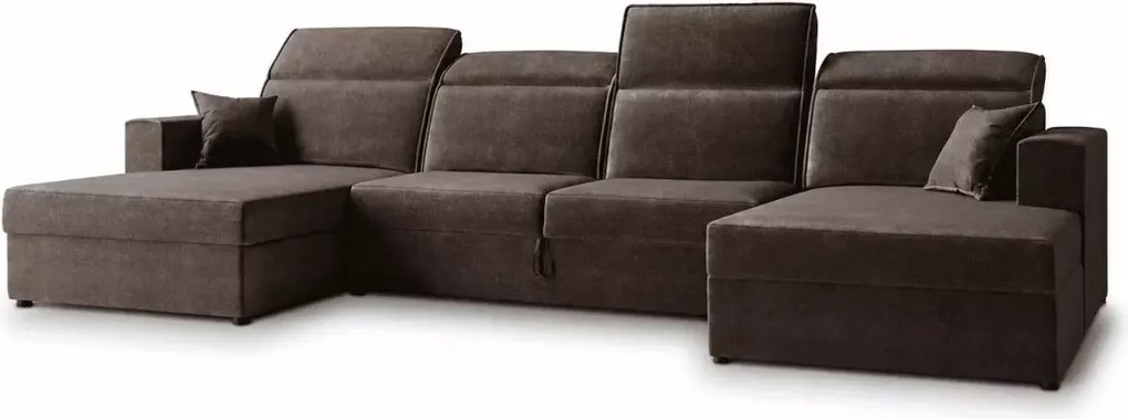 Narożnik Maniro U – duża sofa narożna w kształcie U z funkcją spania i pojemnikiem na pościel