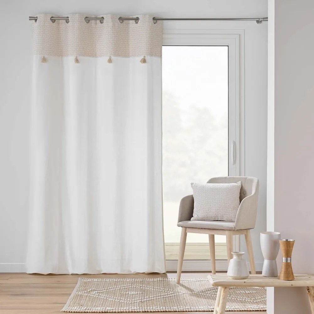 Biało-beżowa zasłona z mieszanki bawełny 140x240 cm Milano – douceur d'intérieur