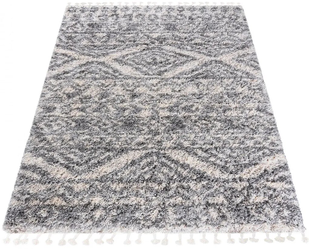 Kremowy dywan shaggy do salonu boho L3-P38