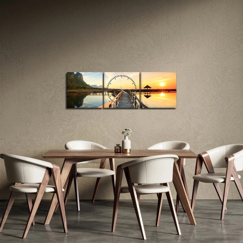 Obraz drewnianego molo (z zegarem) (90x30 cm)