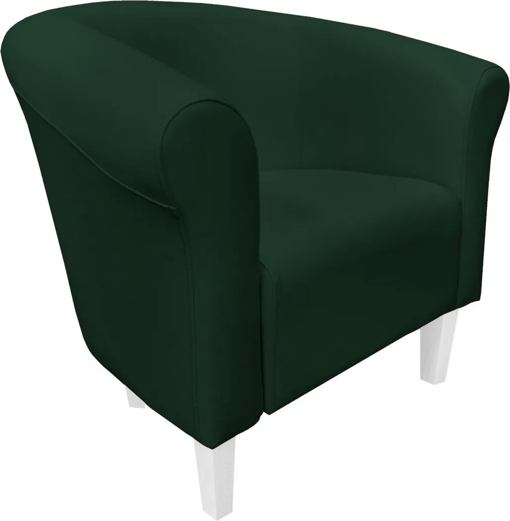 Fotel Milo tkanina Eko-skóra elegancki fotel do salonu i gabinetu : Kolor nogi - Biała, Kolor tkaniny - EKO-SKÓRA - 6D, Wysokość nogi - 15 cm