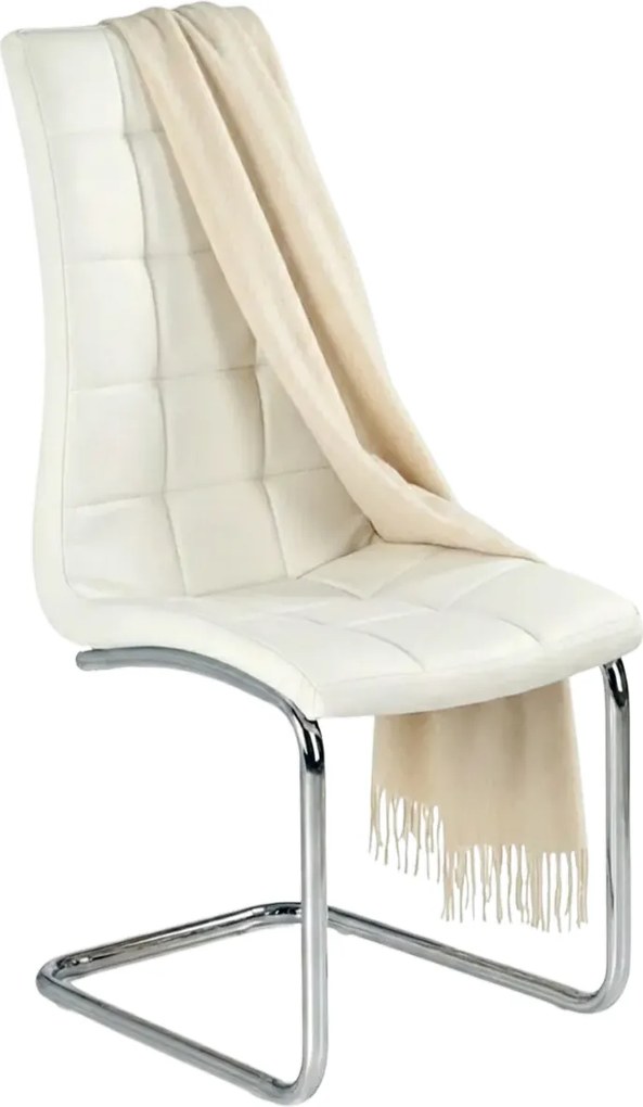 Białe pikowane krzesło na płozach D9-T15