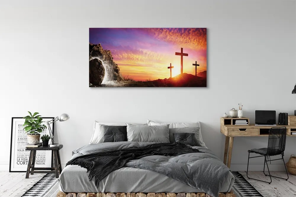 Fotoobraz na płótnie Krzyże o Zachodzie Słońca w Jaskini