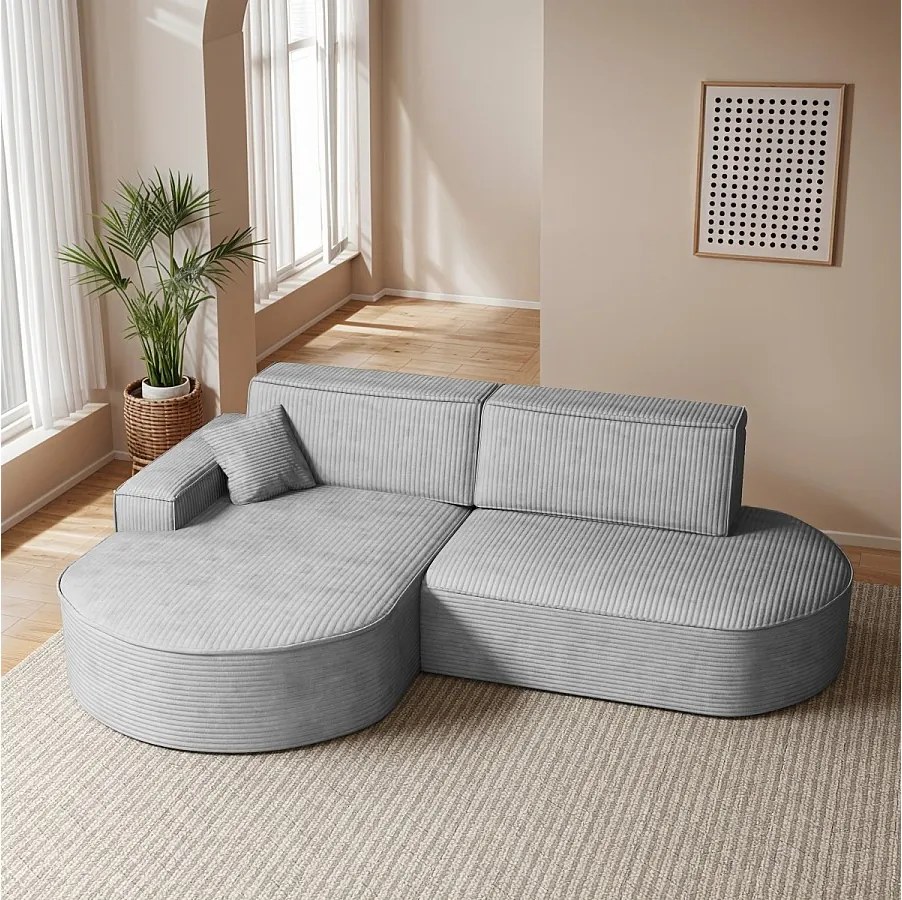 Narożnik Modena Pro, tkanina Poso, Srebrny, Lewy