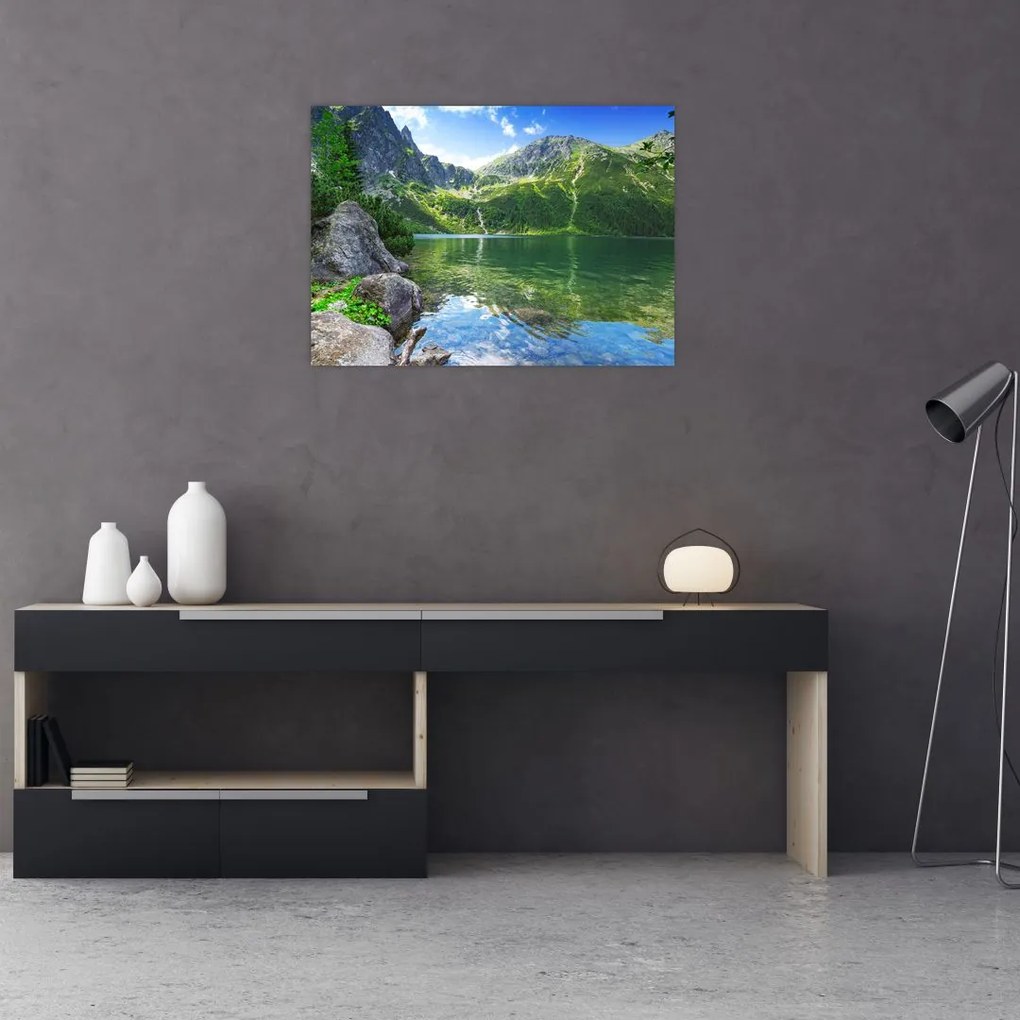 Obraz na szkle - jezioro w Tatrach (70x50 cm)