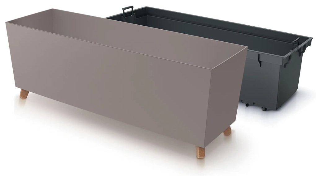 Donica ogrodowa z wkładem Urbi Case 77 x 23,5 x 30 cm mocca PROSPERPLAST