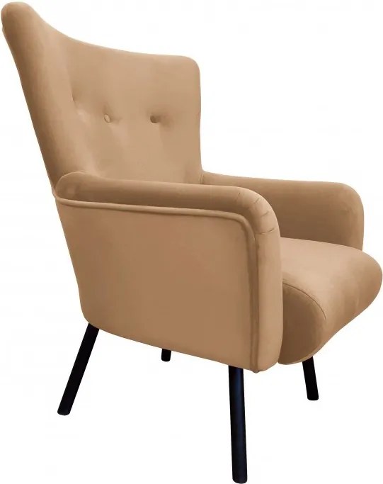 Fotel TULIP tkanina Welur noga metalowa Uszak luksusowy komfort salonu : Kolor nogi - Czarna, Kolor tkaniny - VELVET - MG06