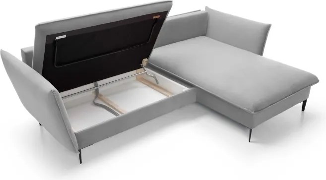 Narożnik GLOSS Prawostronny z funkcją spania, zestaw z poduszkami wolnostojący tkanina RIVIERA 81 Niebieski WERSAL