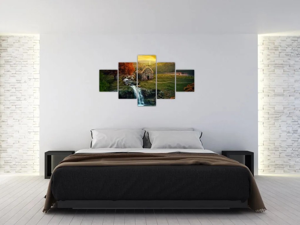 Obraz domku w bajkowym krajobrazie (125x70 cm)