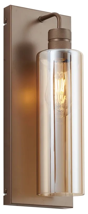 Lampa ścienna w stylu Hotel Chic ciemny brąz z bursztynowym szkłem - StavelotElegancki hotelowy Oswietlenie wewnetrzne