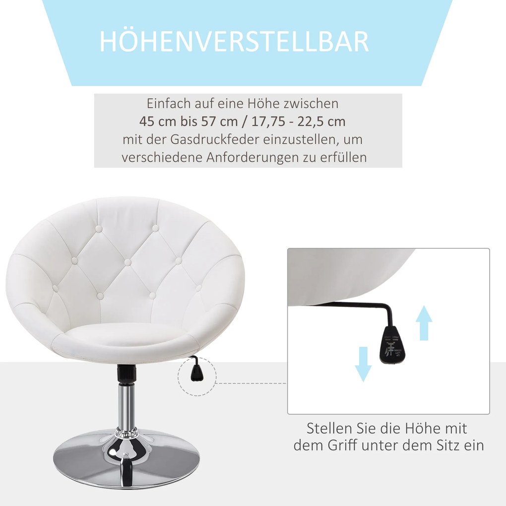 Homcom Krzesło Fotel Obrotowy Z Regulacją Wysokości Biały