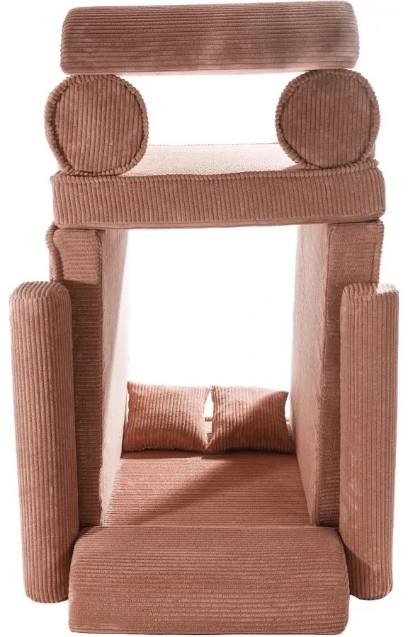 Aesthetic sztruksowa sofa dziecięca, pudrowy róż - meowbaby®