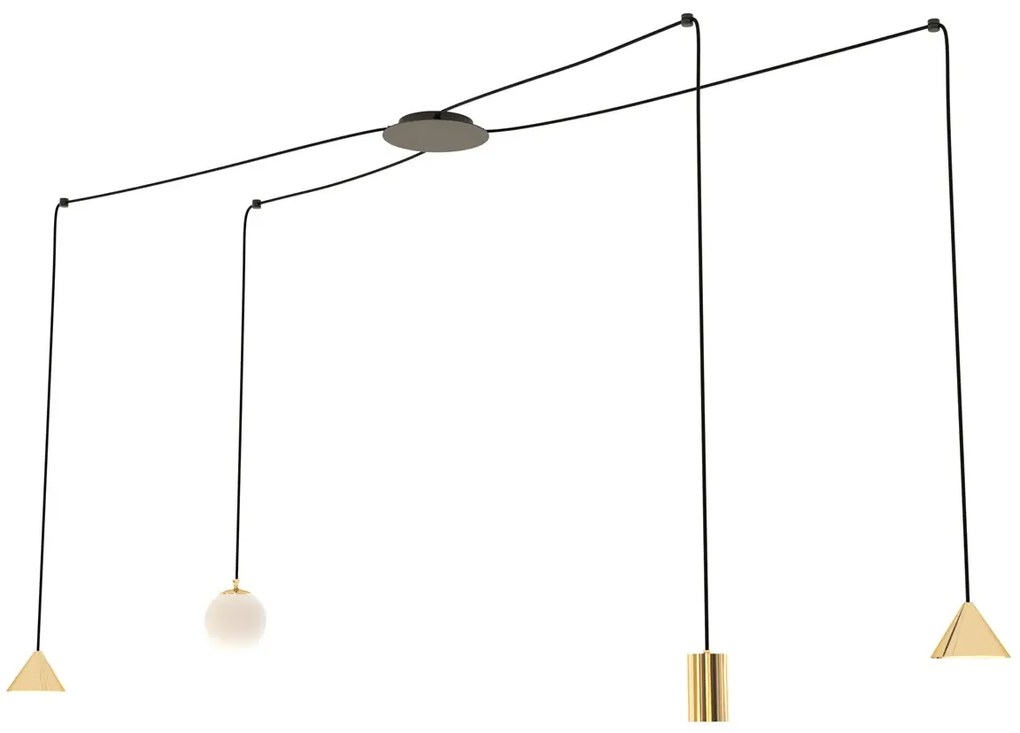 Czarno-złota lampa wisząca pająk - D131 W1-G18