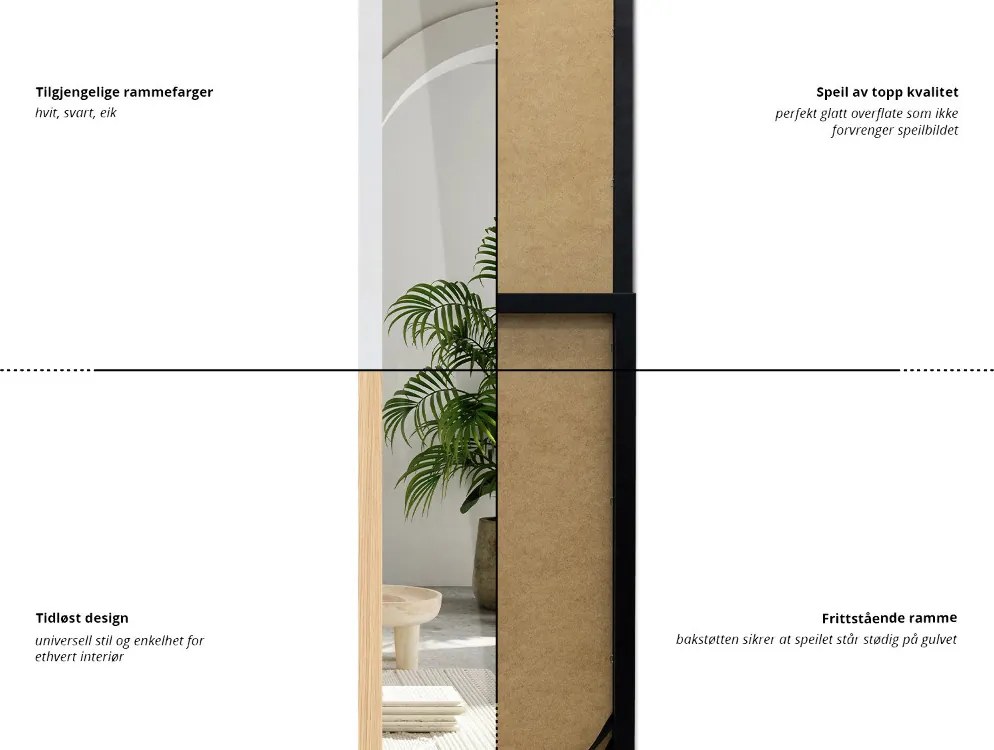 Lustro stojące z białą ramą 36x156 cm