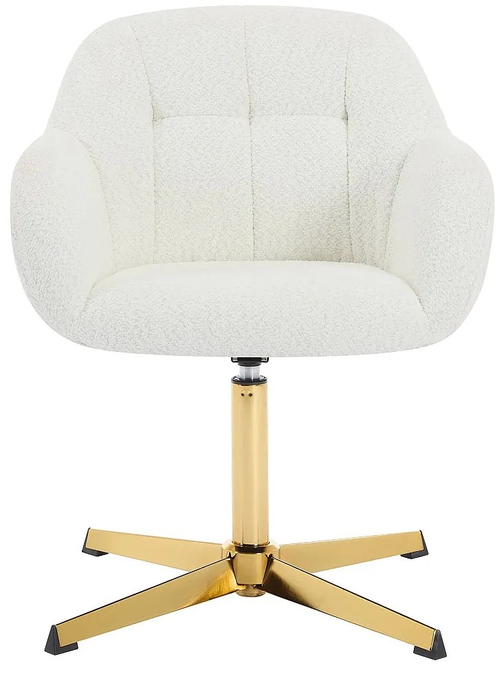Krzesło biurowe z bukli - Biały i złoty - LANCIEGA Pascala Morabito