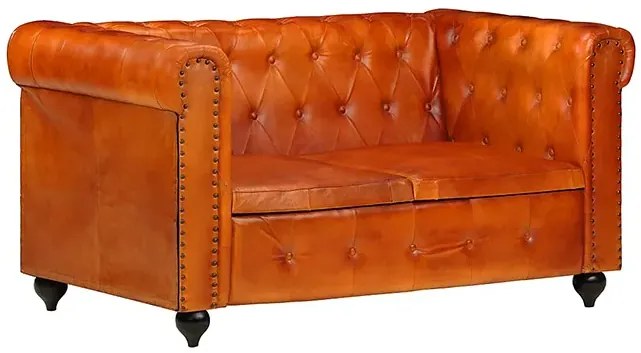 Skórzana 2-osobowa jasnobrązowa sofa w stylu Chesterfield - Clementine 2Q