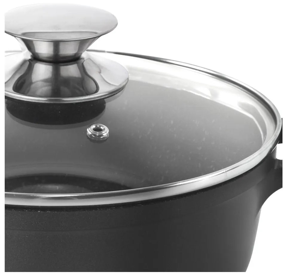 Garnek z powierzchnią nieprzywierającą Pfluon Granit i szklaną pokrywką Orion Grande, ⌀ 20 cm