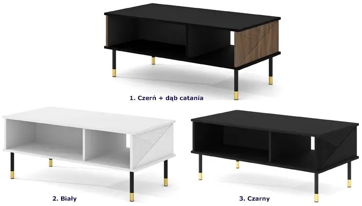 Dwupoziomowa ława kawowa czarny + dąb catania - Nadia 5X