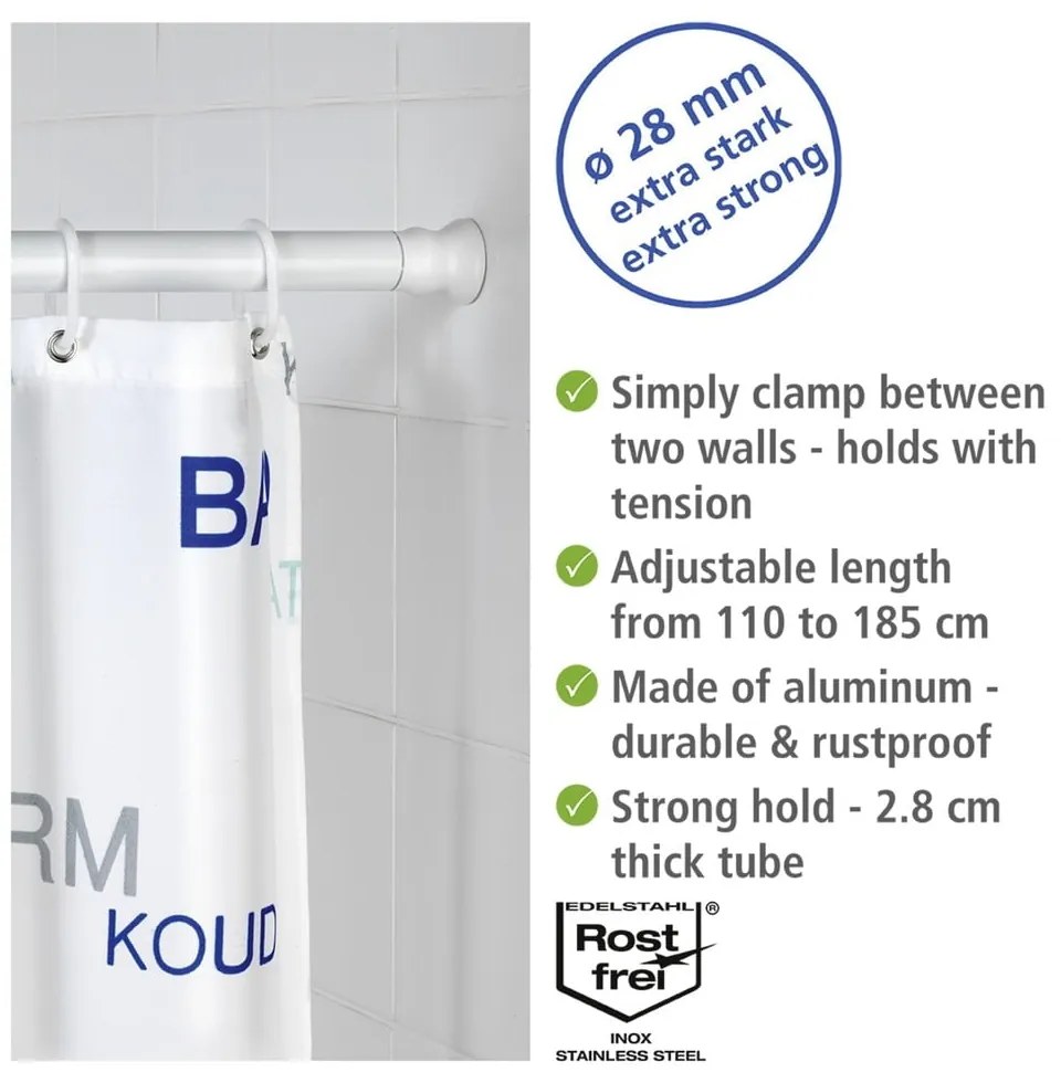 Biały drążek na zasłonę prysznicową 110 - 185 cm – Wenko