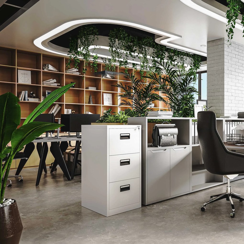 Szafa kartotekowa metalowa z 3 szufladami biała, 460x1020x620 mm: SARA