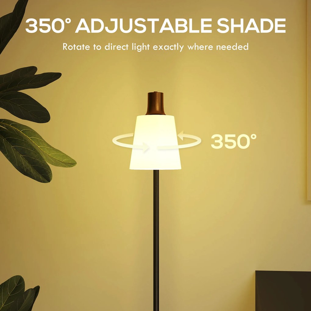 HOMCOM Lampa stojąca LED do salonu z obrotową głowicą 350° Lampa podłogowa z 3000K/4000K/6500K Czarna