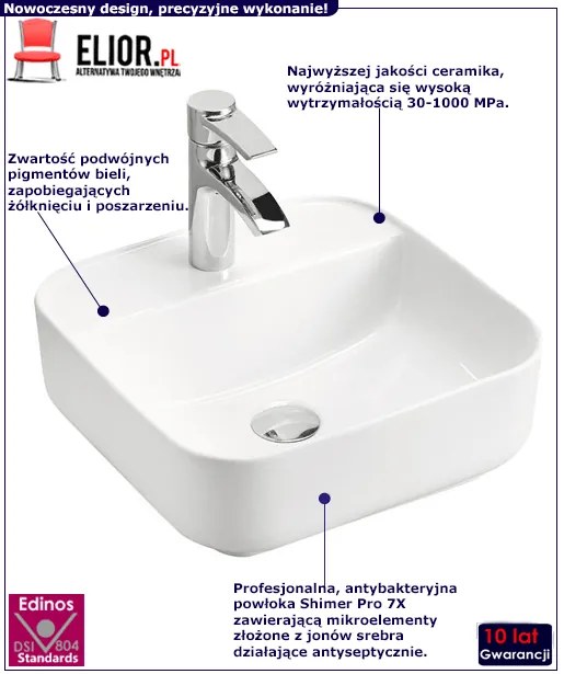 Biała ceramiczna umywalka nablatowa - Ravis 3X