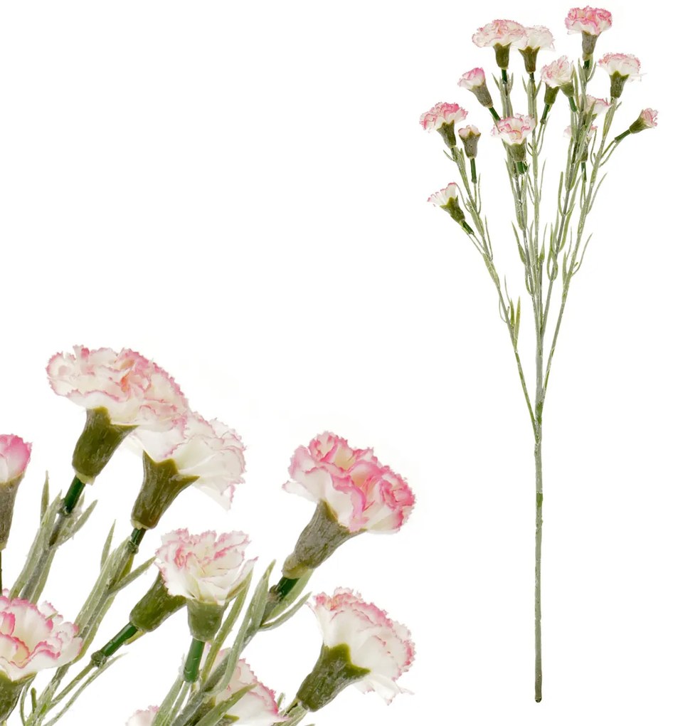 Sztuczny kwiat Goździk mini, różowo-biały, 15 x 15 x 65 cm